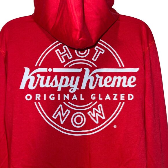 Rare Krispy Kreme Red Mens Jacket S Lightweight Employee Pockets Logo Zipper - Picture 5 of 6
